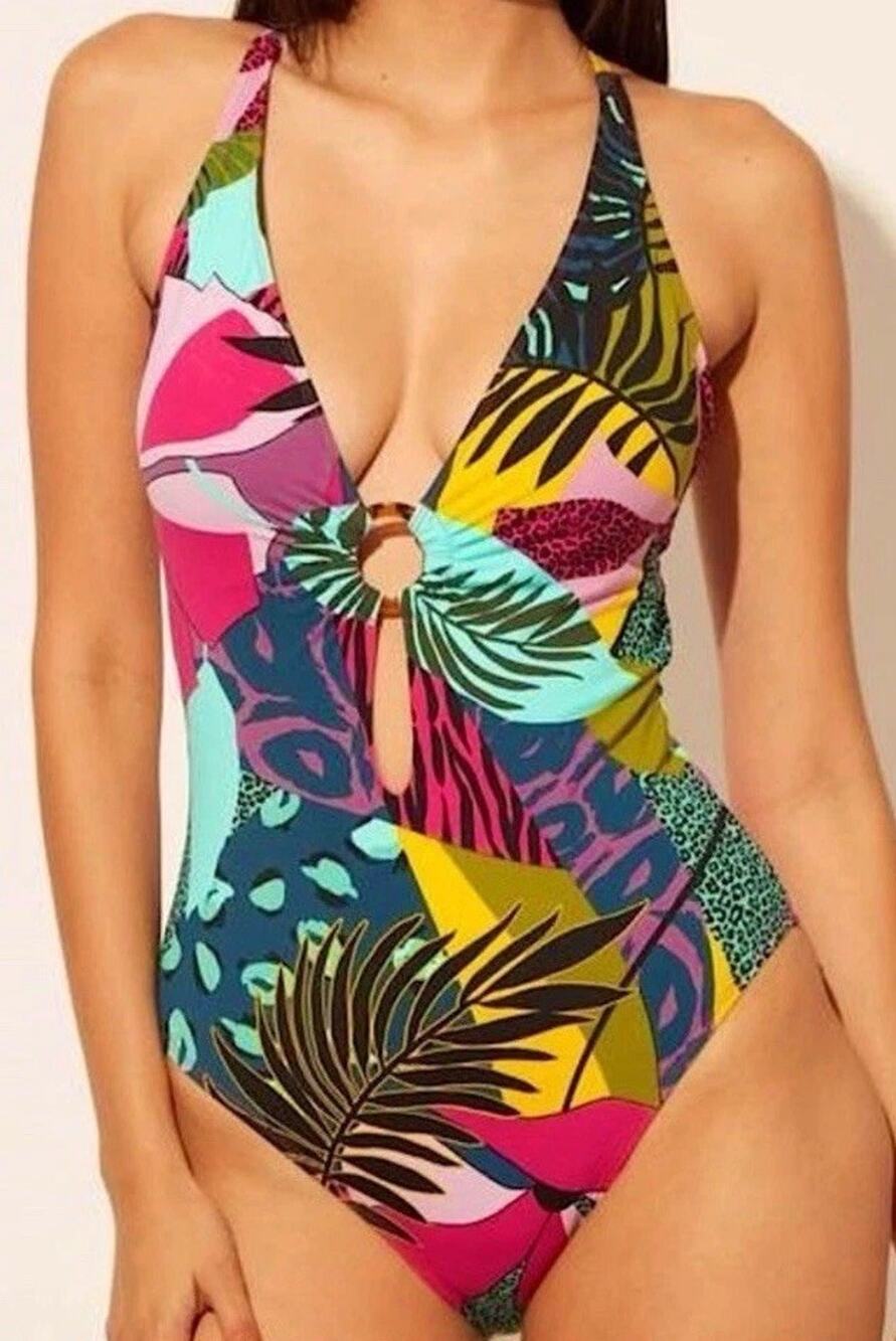 Bleu Rod Beattie Jungle Book Twist One Piece Swimsuit Size 12 NWT Multi Color
